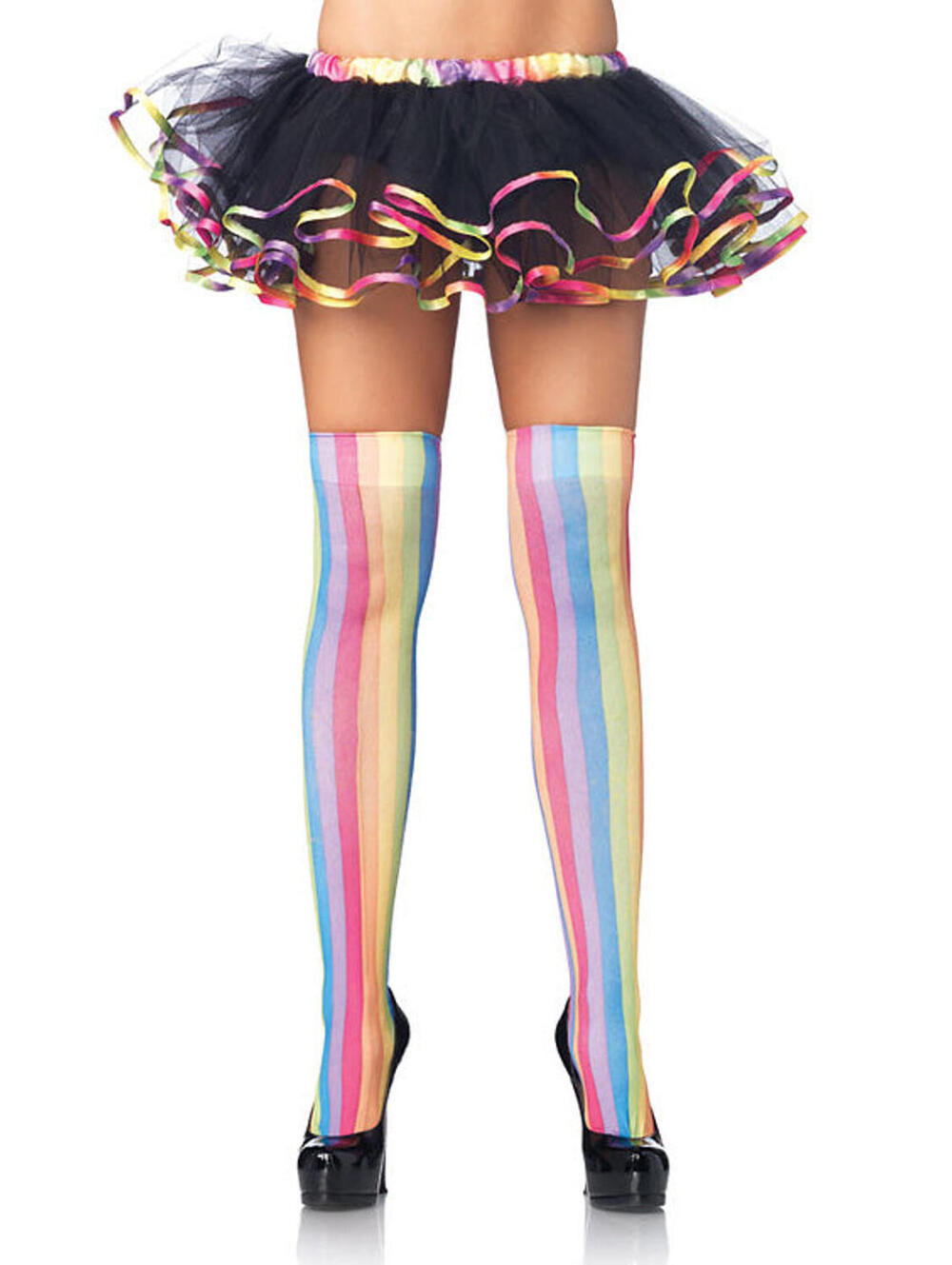 LEG AVENUE Rainbow Striped Thigh Highs NWT